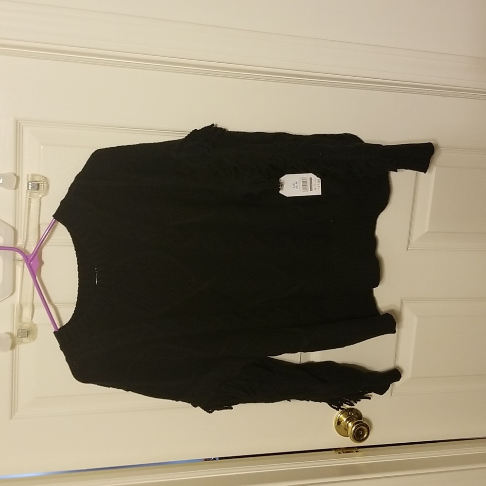 Black Argile Fringe Sweater. By Time and Tru. Brand New. Size L.